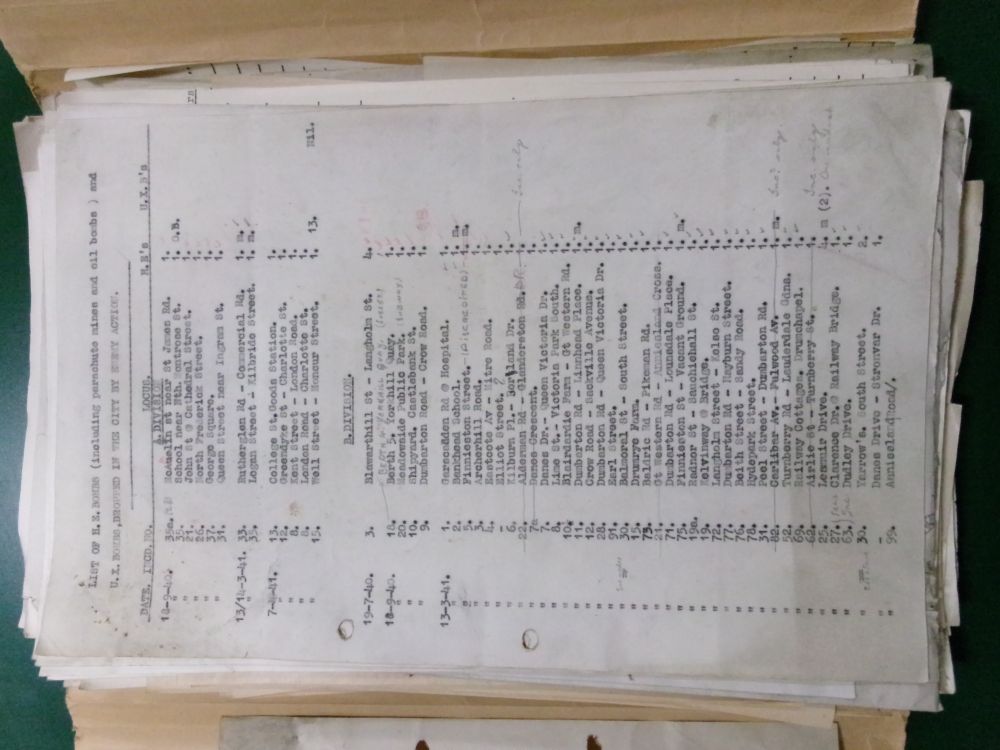 Comprehensive list of high explosives dropped on Glasgow